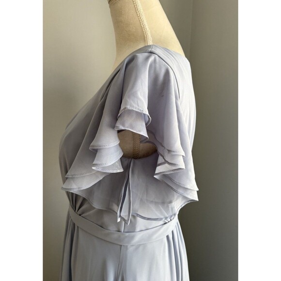 Azazie Daphne A-Line Floor Length Chiffon Dress Custom Size ~A8/A10 Dusty Blue - Picture 9 of 13